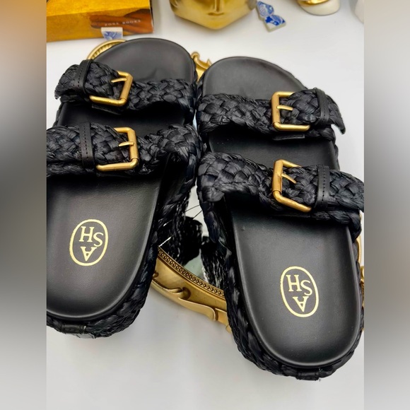 🆕 ASH 🧿 NWOT Black Ziggy Woven Platform Sandals, Sz 38 - Picture 6 of 16